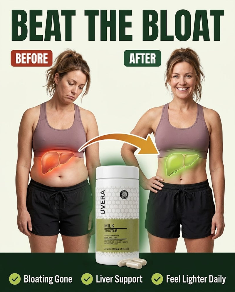 Uvera Milk Thistle – Beat the Bloat before and after